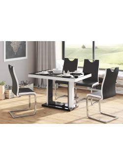 QUADRO 120 MAT luxusný rozkladací jedálenský stôl 2v1 čierno biela