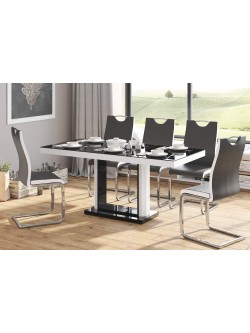 QUADRO 120 LESK luxusný rozkladací jedálenský stôl 2v1 čierno biela